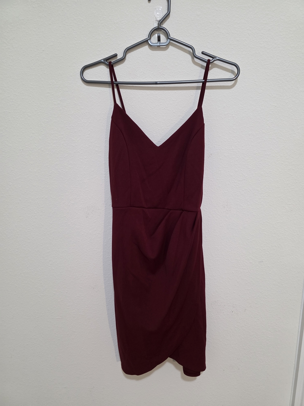 Lulu's Burgundy Spaghetti Strap V-Neck Mini Dress